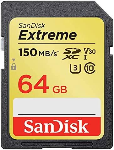 Cartão SD SanDisk 64GB Extreme SDXC UHS-I - C10, U3, V30, 4K UHD - SDSDXV6-064G-GNCIN