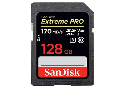 SanDisk Cartão 128 GB Extreme PRO SDXC UHS-I - C10, U3, V30, 4K UHD, cartão SD - SDSDXXY-128G-GN4IN